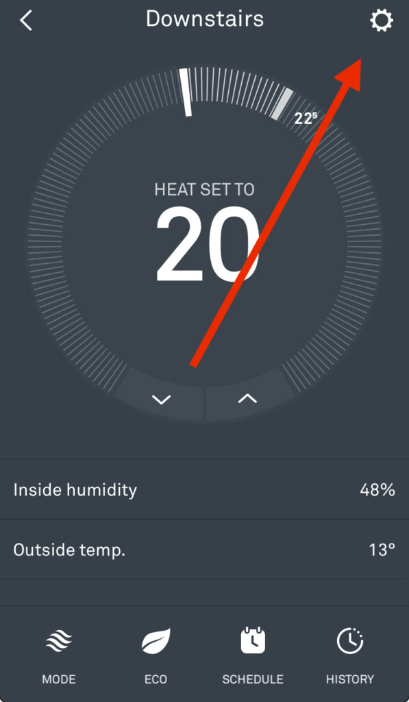 Setting nest thermostat app